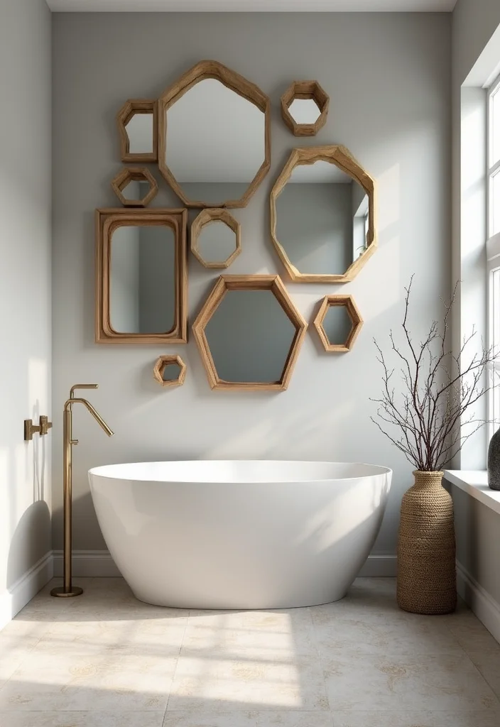 12 Modern Bathroom Mirror Ideas for Sleek Bright Updated Look - 4. Geometric Mirrors for a Bold Statement