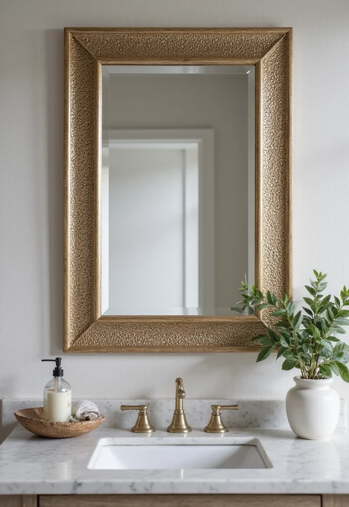12 Modern Bathroom Mirror Ideas for Sleek Bright Updated Look - 6. Textured Mirrors with Unique Finishes