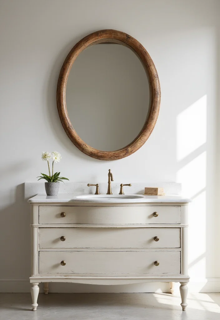 12 Modern Bathroom Mirror Ideas for Sleek Bright Updated Look - 7. Oval Mirrors for Soft Elegance