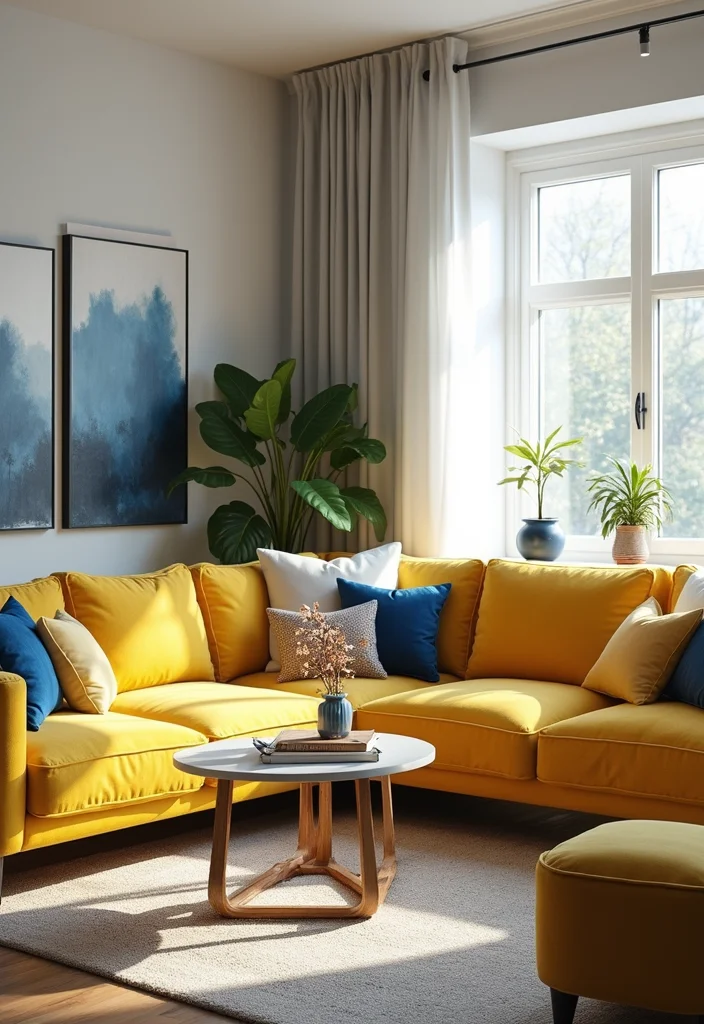 12 Modern Living Room Paint Color Ideas for Updated Calm Interiors - 10. Soft Mustard Yellow