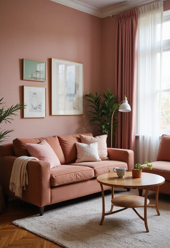 12 Modern Living Room Paint Color Ideas for Updated Calm Interiors - 5. Dusty Rose