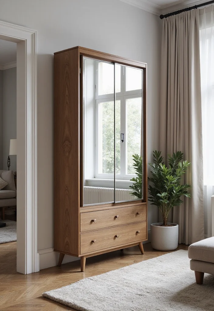 12 Wall Mirror Ideas Living Room for Light Space and Modern Style - 10. Multi-Functional Mirrors