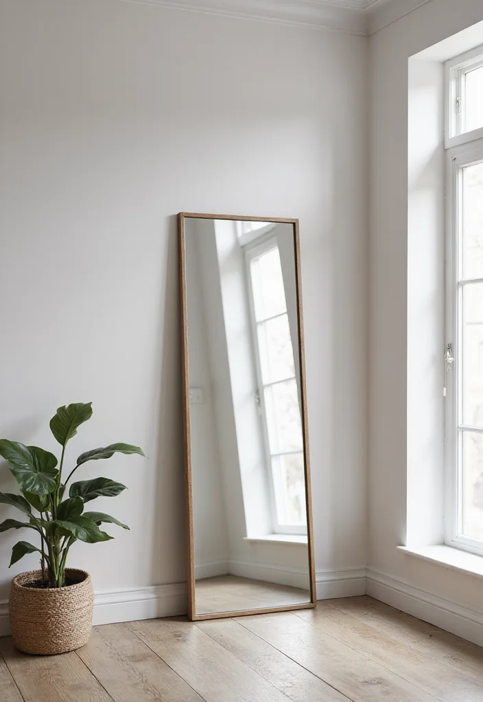 12 Wall Mirror Ideas Living Room for Light Space and Modern Style - 4. Vertical Mirrors for Height