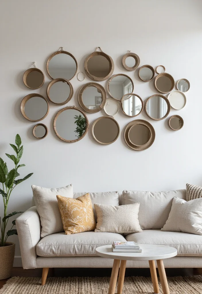 12 Wall Mirror Ideas Living Room for Light Space and Modern Style - 5. Layering Mirrors