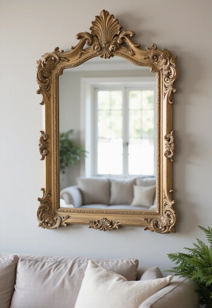 12 Wall Mirror Ideas Living Room for Light Space and Modern Style - 8. Decorative Framed Mirrors