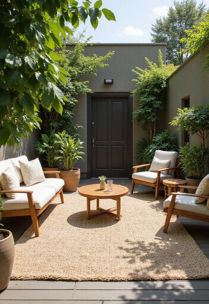 14 Backyard Decor Ideas for Stylish Welcoming Outdoor Spaces - 14. Eco-Friendly Outdoor Rugs