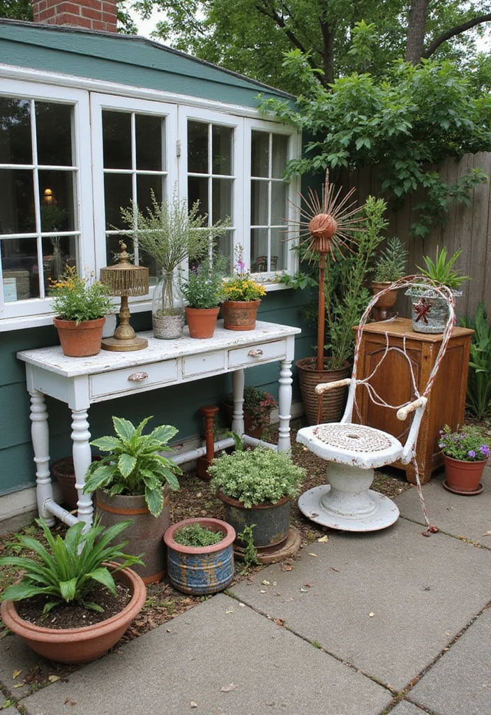 14 Backyard and Patio Ideas for Comfortable Practical Outdoor Living - 7. Upcycled Decor