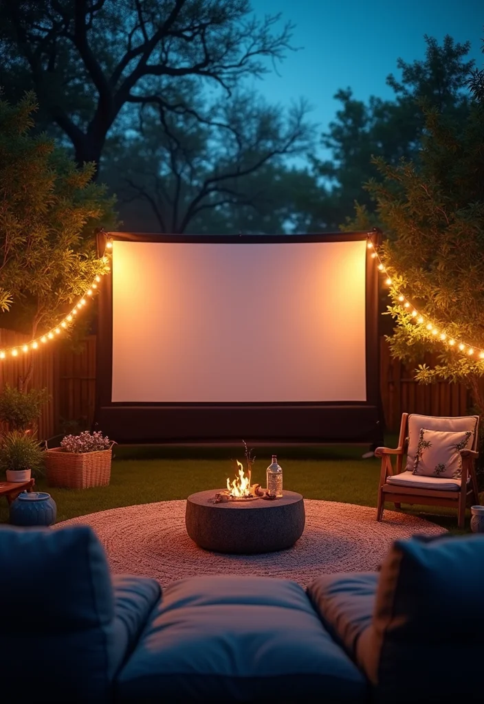 14 Modern Backyard Ideas for Sleek Stylish Outdoor Living - 13. Outdoor Movie Nights