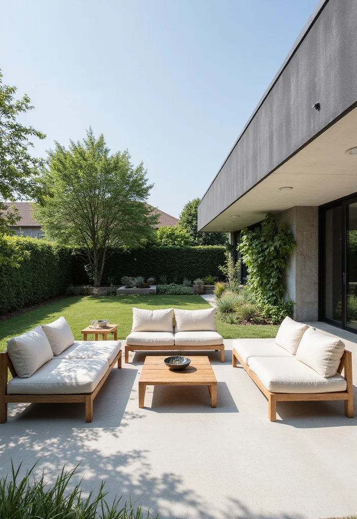 14 Modern Backyard Ideas for Sleek Stylish Outdoor Living - 14. Minimalist Furniture Arrangements