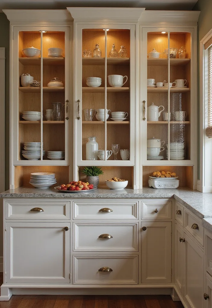 12 Tall Kitchen Cabinets Ideas for Maximum Vertical Storage - 3. Glass-Front Cabinet Doors 1
