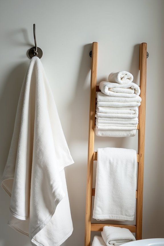 hooks ladders towels organized