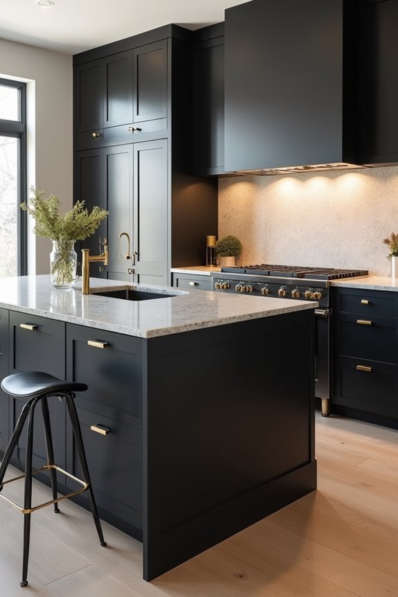 oversized island clashing finishes