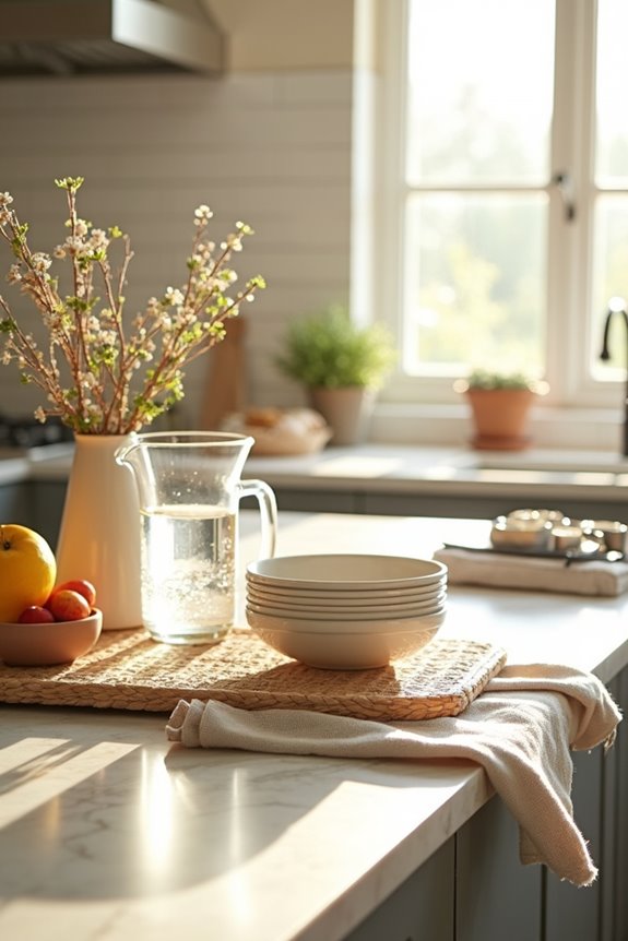 seasonal countertop vignette refresh with greenery