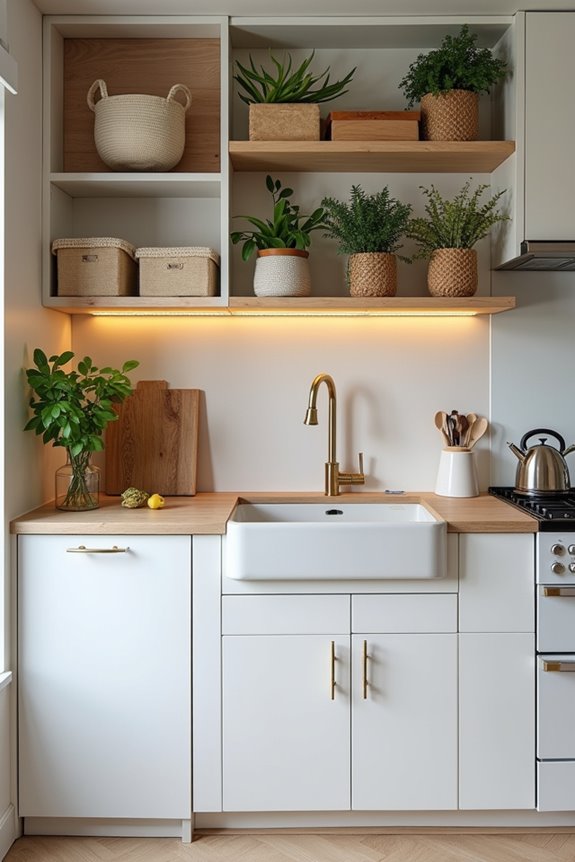 10 Easy Ways to Decorate My Kitchen on Any Budget 7 wall mounted shelves removable wallpaper